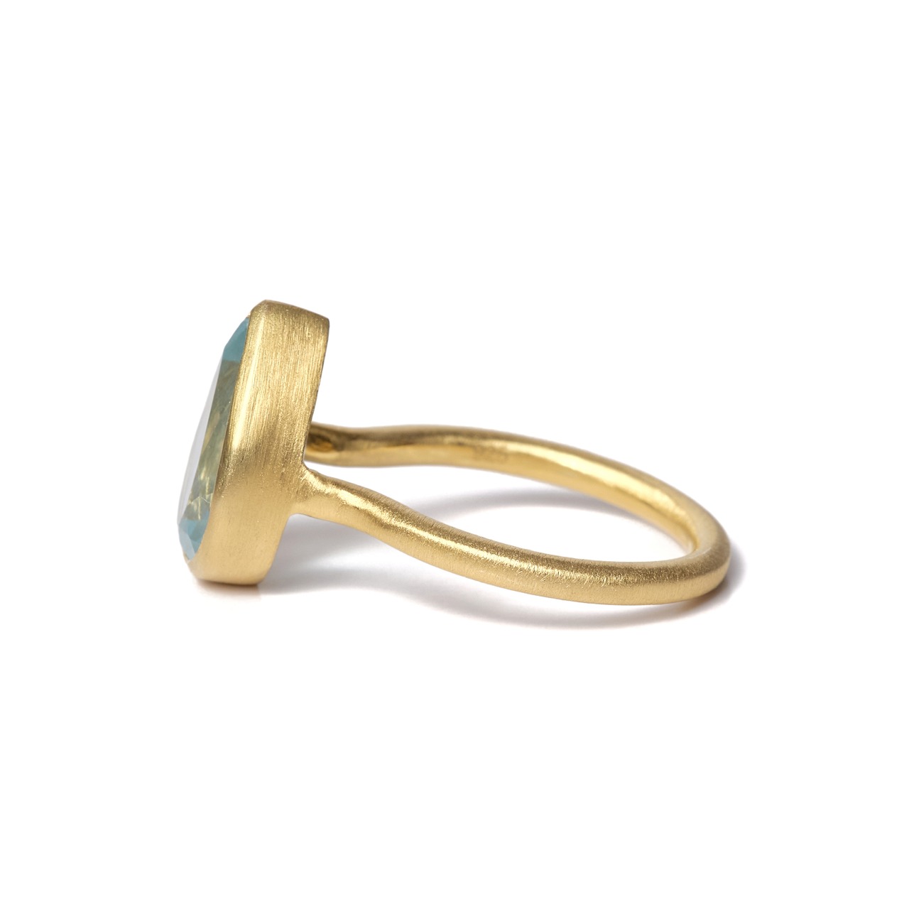 S925 SINGLE STONE MATT RING -AQUAMARINE-