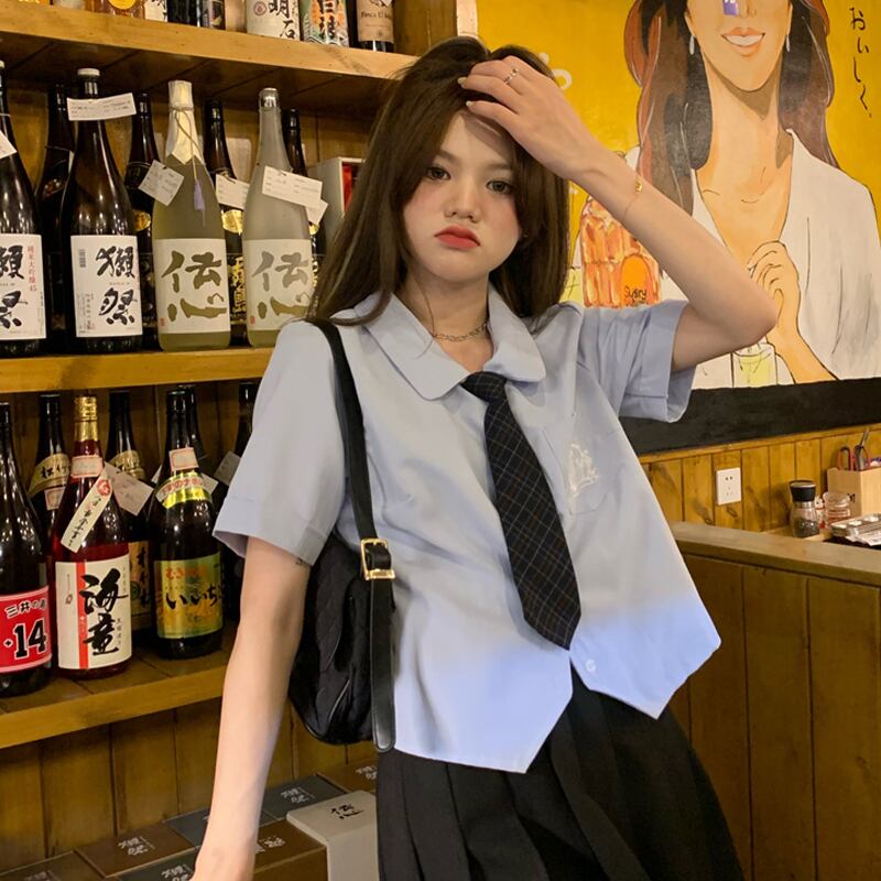 シャツ レディースサマー薄手スタイルブルートップス 大人ガーリー スウィート キュート カジュアル 夏物 試着室26195942513