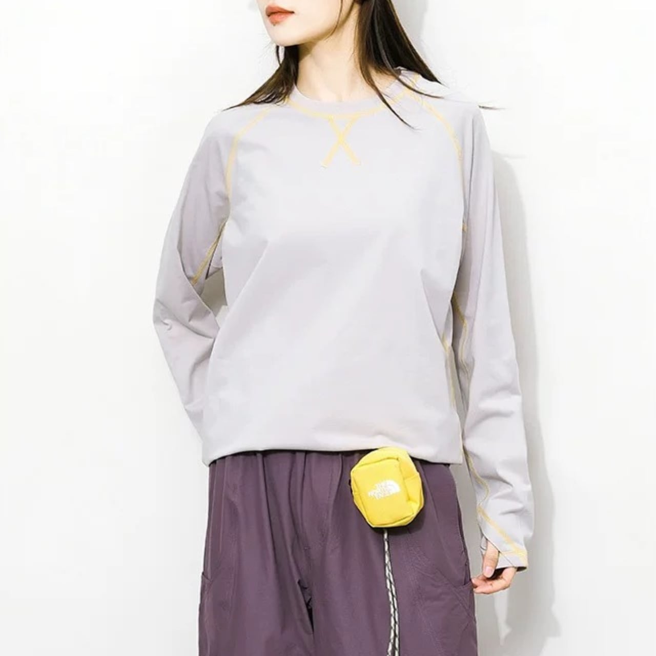 配色ステッチラグラントップス C00964