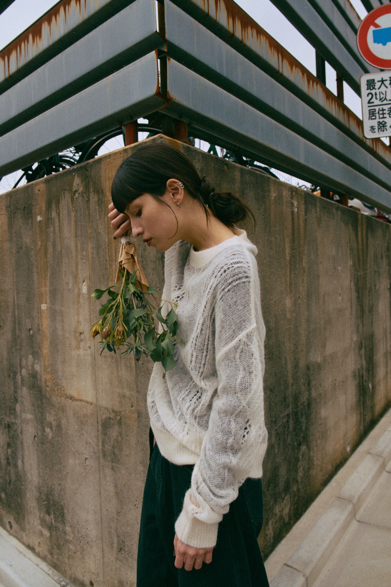 Sheer Aran Relax Sized Pullover Knit