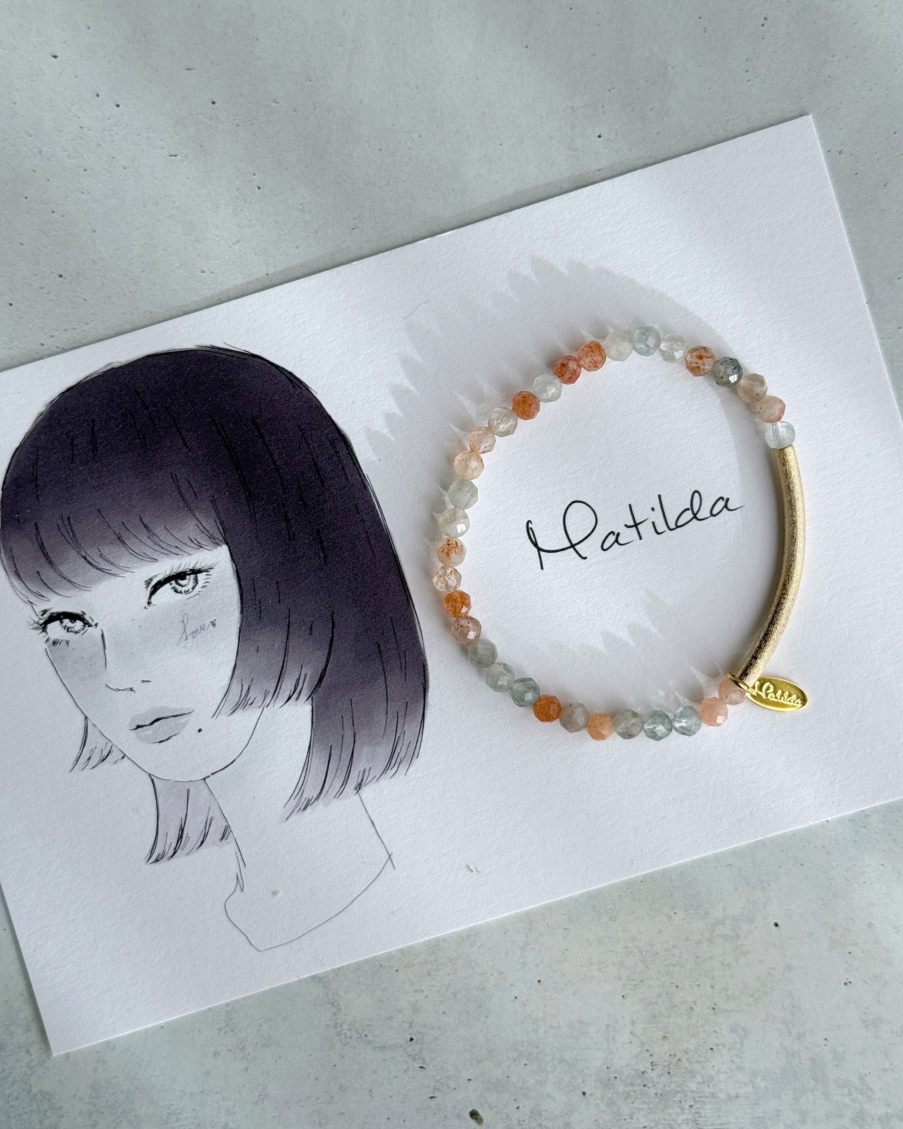 Tube & stone bracelet(アルーシャサンストーン)