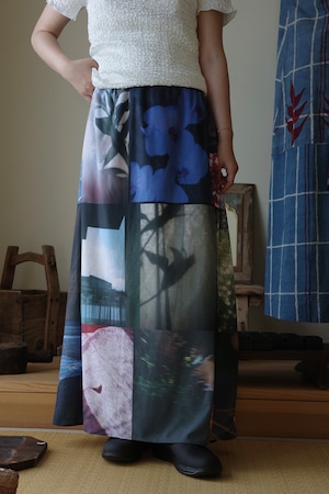 rūpa print fabric skirt "All living things have meaning "