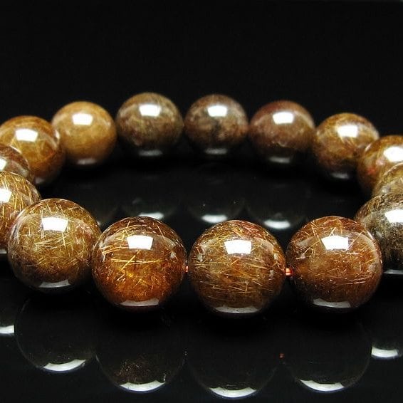 ルチルクォーツ ブレスレット 15mm ブロンズルチル ブレス 一点物 111-50818