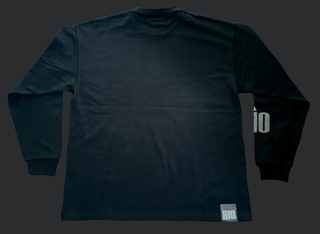 BIO  リフレクタープリント　9.1oz ヘビーウエイト　ロングスリーブ Tシャツ(BK)