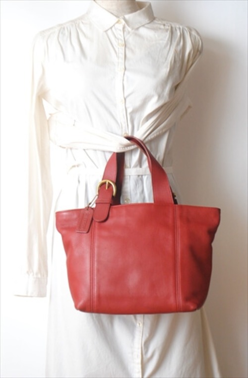 USA製 COACH オールドコーチ レザー ハンドバッグ 本革 レッド 赤色 コーチ メンズ レディース_211119 ifg2189