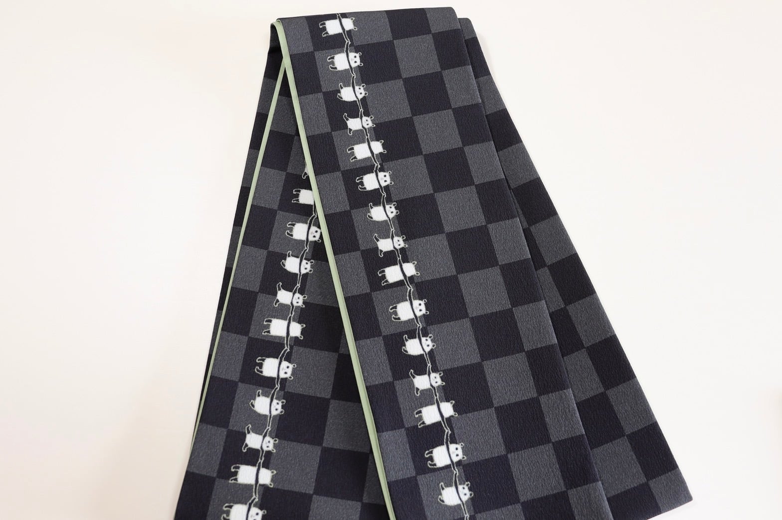 受注品】some-pri 半幅帯「ならんだパンダ」市松 黒 受注品】some-pri 半幅帯「ならんだパンダ」市松 黒