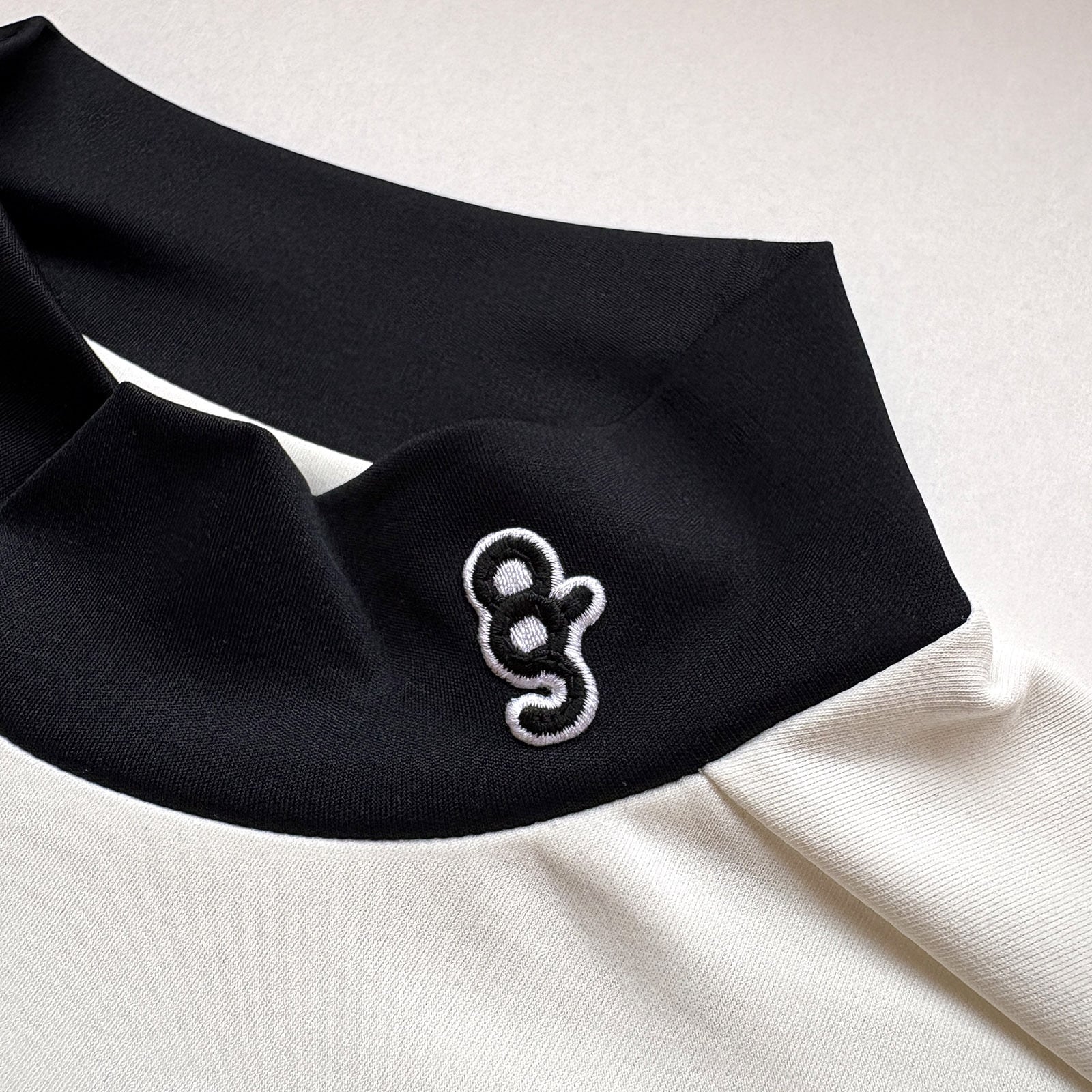 LOGO PRINT MOCK NECK SHIRT -WHITE / BLACK - | 8G SHOOT WEBSTORE