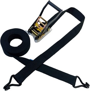 （大）黒色ラッシングベルト ベルト幅50mm 長さ10ｍ　荷重3t フック式
