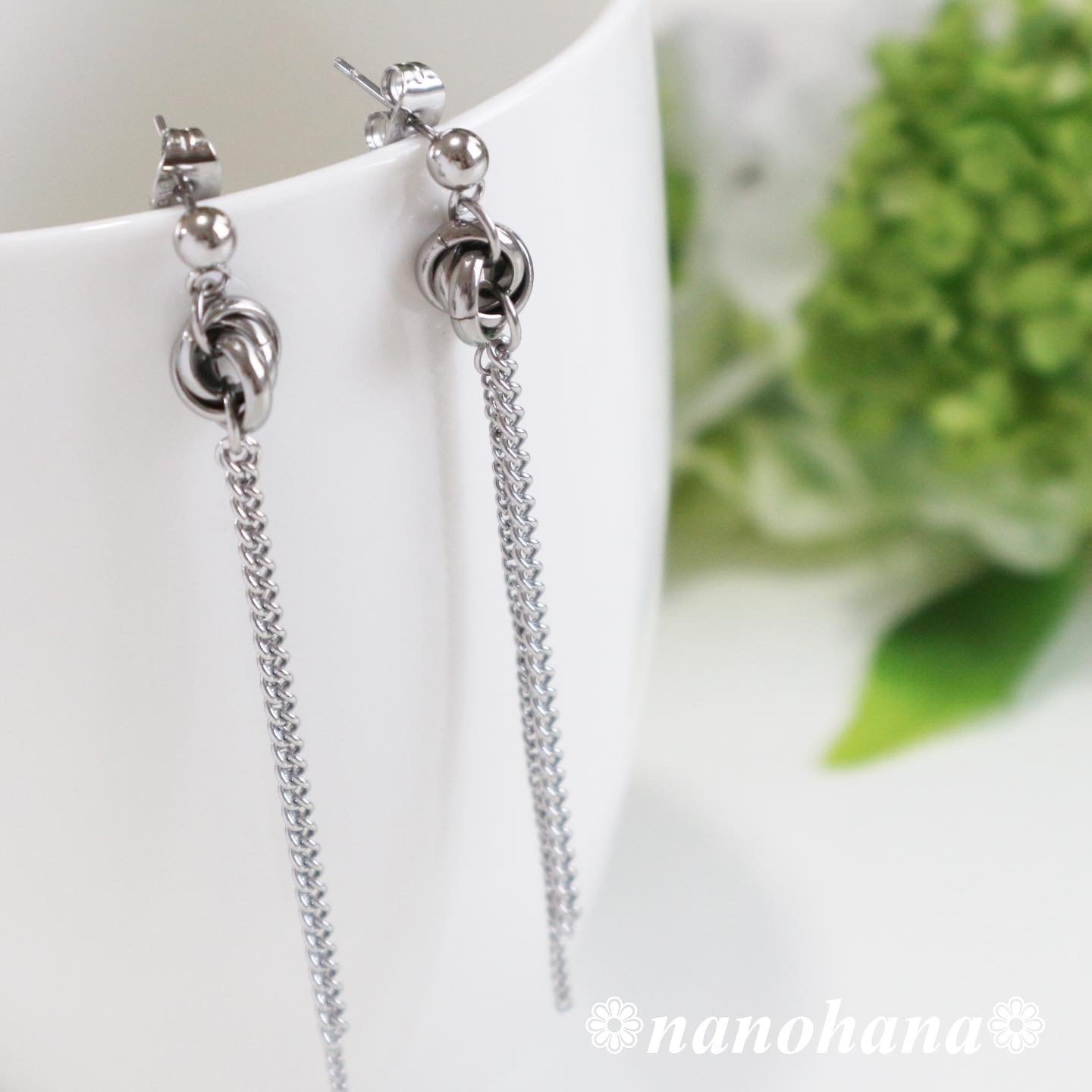 3連デザインリング&チェーンピアス・シルバー》508オールサージカル