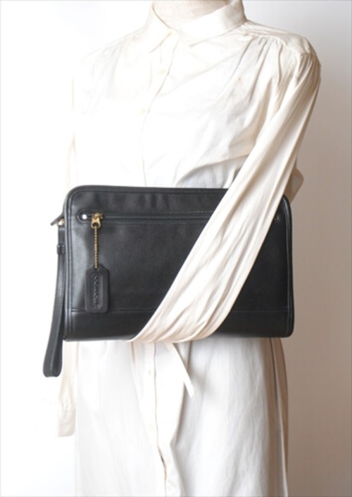 USA製 COACH オールドコーチ 本革レザー クラッチバッグ ブラック 黒色 セカンドバッグ メンズ レディース_211013 ifg2162