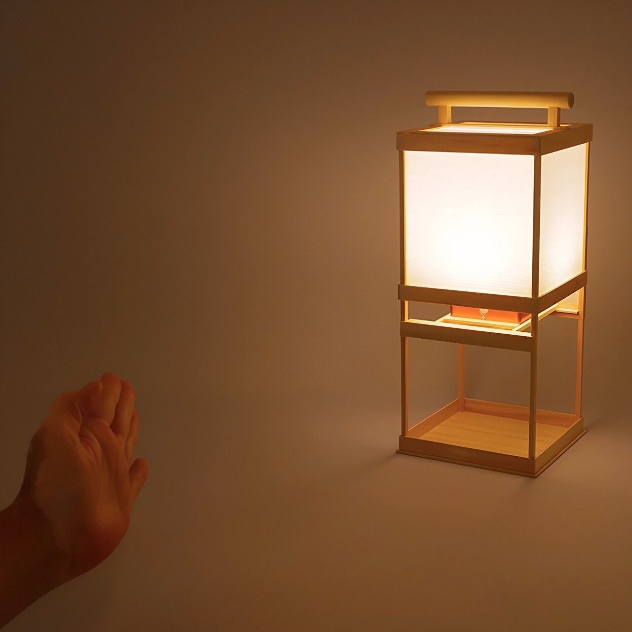 36cm灯り箱【敷】人感明暗センサーライトを搭載した江戸の照明器具