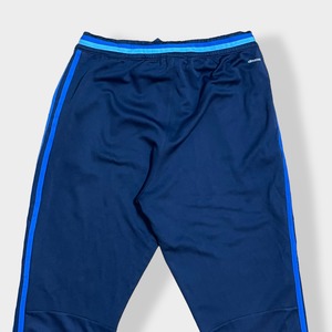 【adidas】トラックパンツ TRACK PANTS サッカー フットサル ジャージパンツ ジャージ下 裾チャック パフォーマンスロゴ プリント スリーストライプ CLIMACOOL アディダス ネイビー US古着