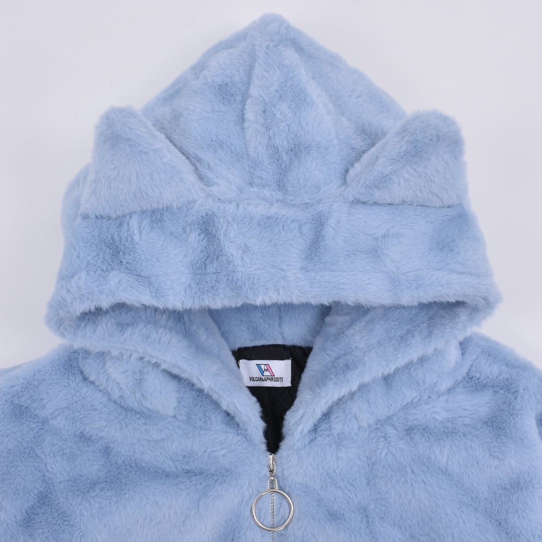 ふわもこ ネコ耳ファーBIGブルゾン(BLUE) | VOLCAN&APHRODITE ふわもこ ネコ耳ファーBIGブルゾン(BLUE) | VOLCAN&APHRODITE