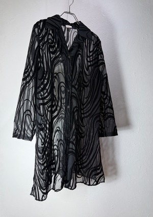 90~00’s Euro Flocked Sheer Blouse