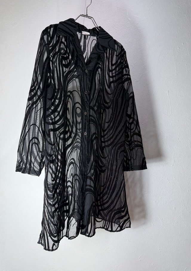 90~00’s Euro Flocked Sheer Blouse