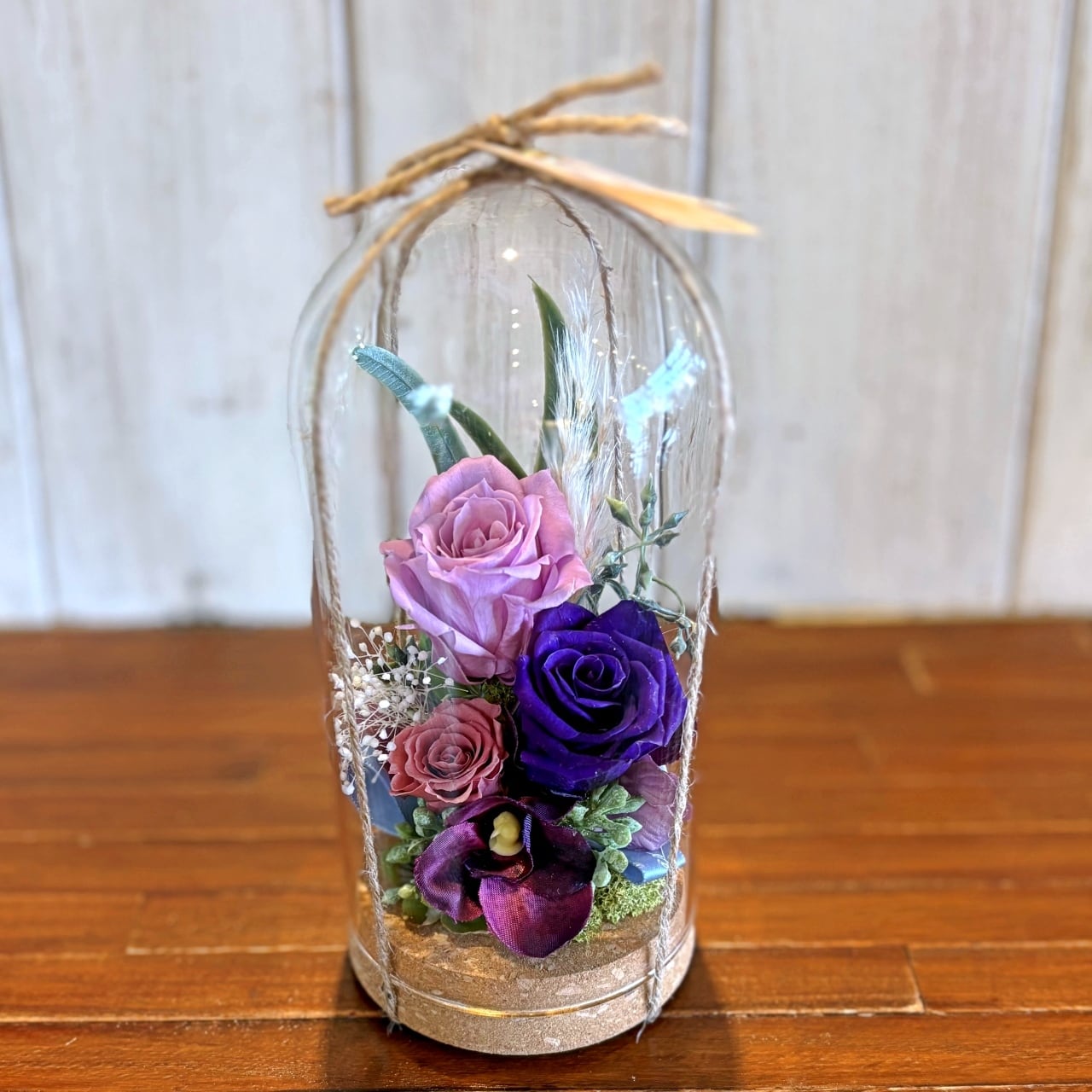 プリザーブドフラワー・ガラスドーム Little Purple 【送料込み】現品