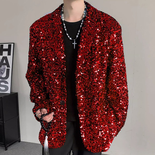 スパンコール シングルブレスト ヒップ丈 ジャケット 2color MOJ0141