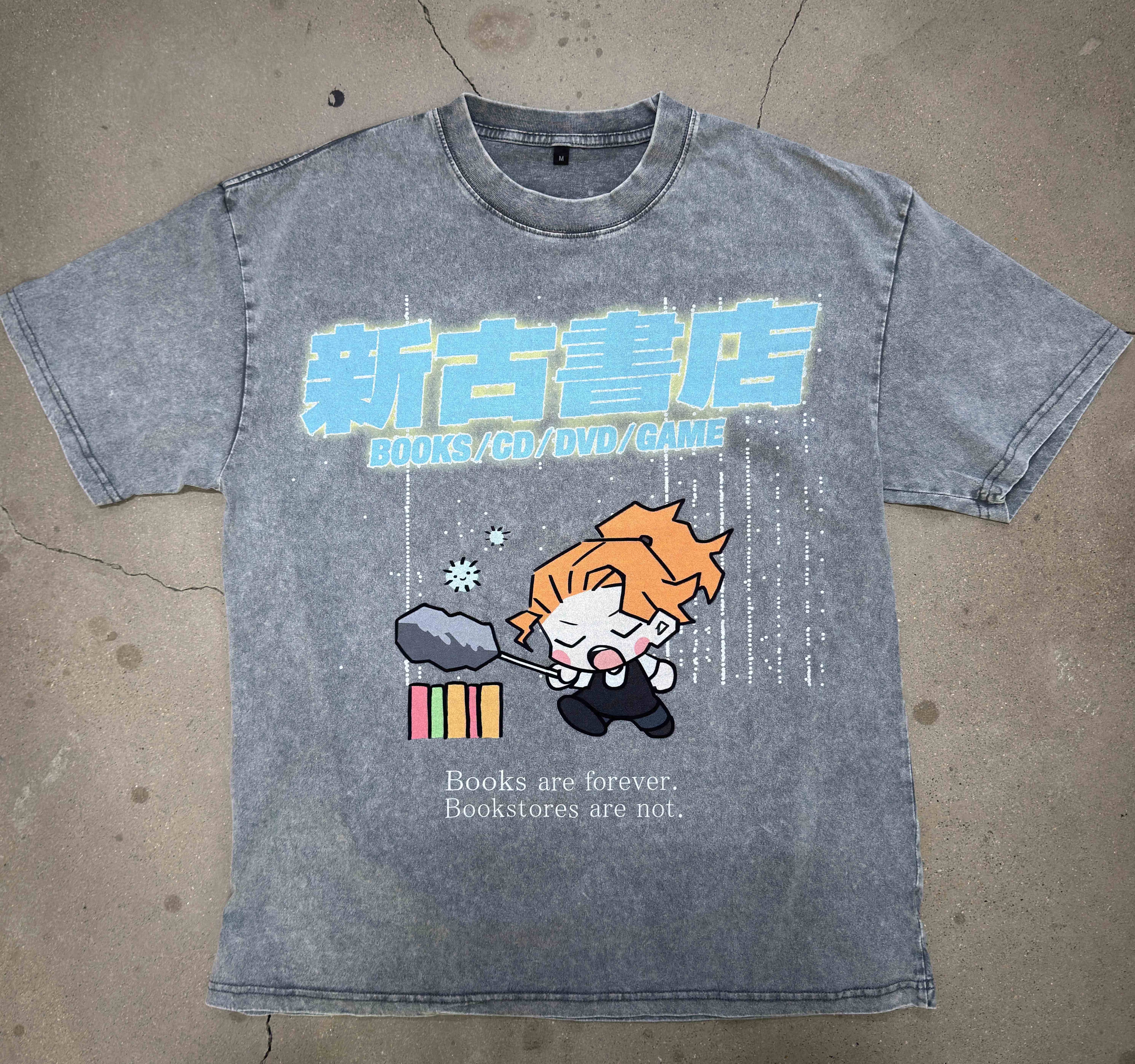 Tシャツ 新古書店 書店員ハタキ ウォッシュ加工 オーバーサイズ ビッグ