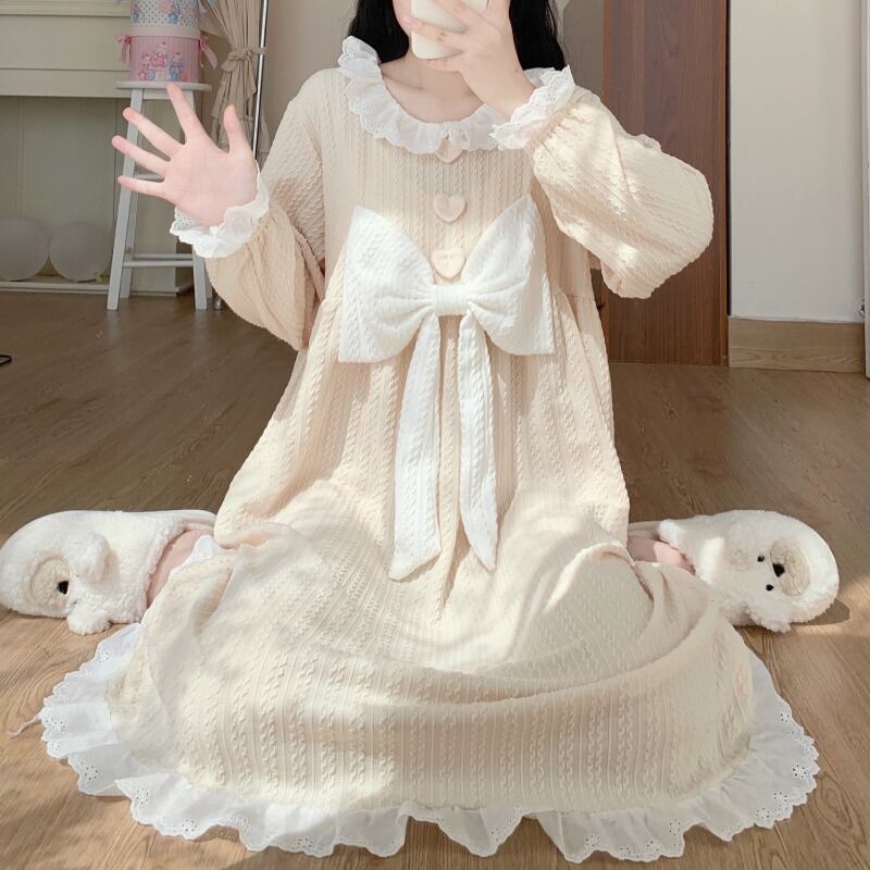 オータムリボンドレス スプリング ロング 大人ガーリー スウィート キュート カジュアル 春物 秋物 萌量不足17868233045