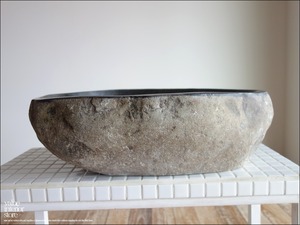 手洗鉢 自然石 洗面ボウルL-A97 洗面器 手洗いボウル 手洗い器 ウォッシュボウル 洗面資材 洗面材料  W49 x D38 x H14.5cm idawash