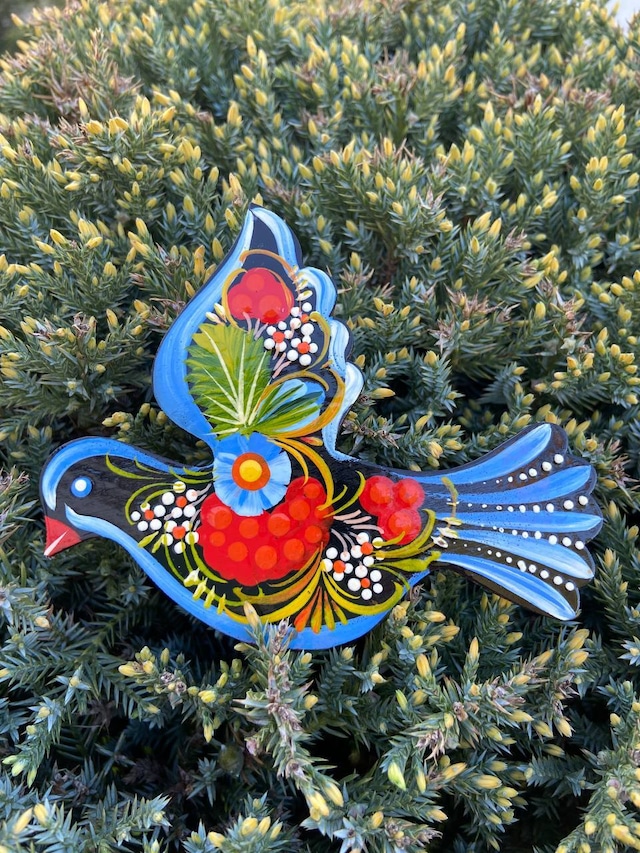 ペトリキウカ塗りマグネット 鳩(ホロベッツ作り)