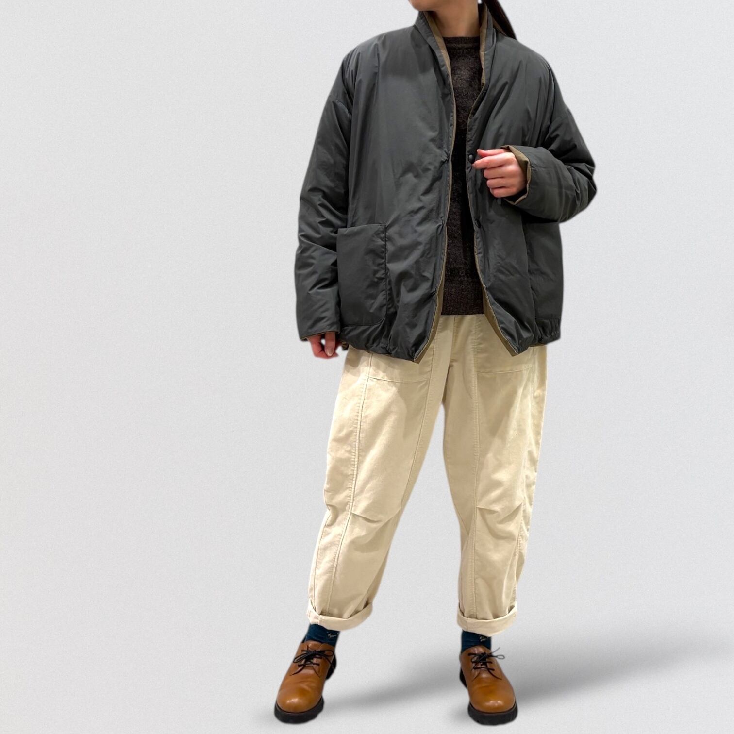 pas de calais cotton nylon cloth reversible down jacket | CoCo Cuore