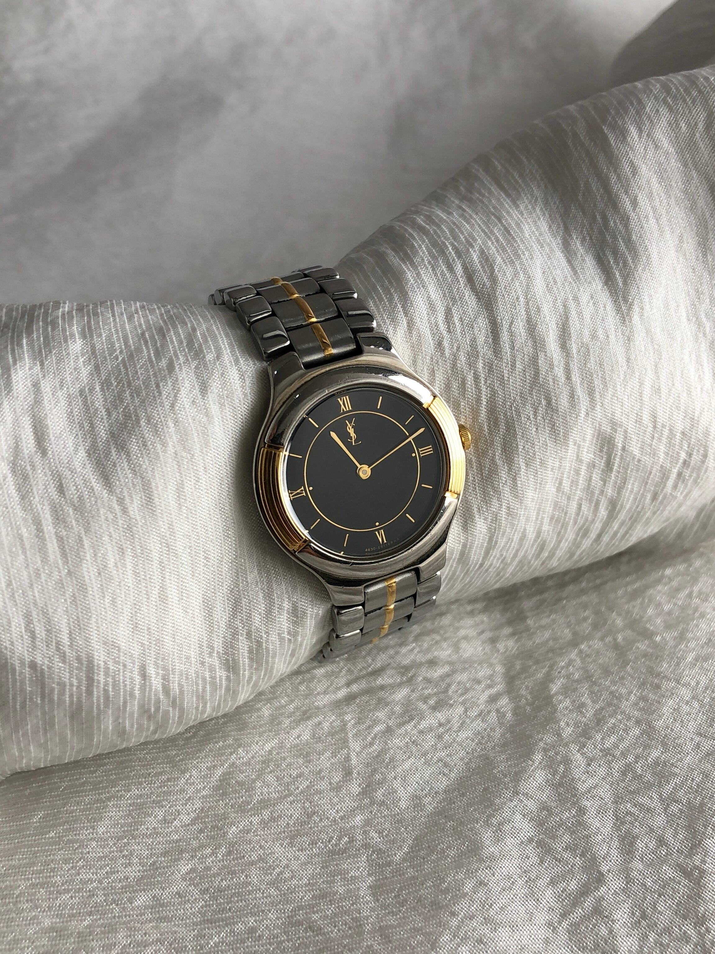 Yves Saint Laurent イヴ・サンローラン 腕時計 シルバー ゴールド YSL ステンレススチール クウォーツ vintage ヴィンテージ オールド ymydvs