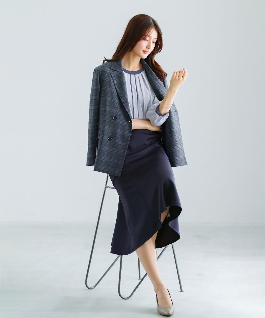 SALE 50％OFF】【 洗える 】 トラッドチェック・テーラードダブル