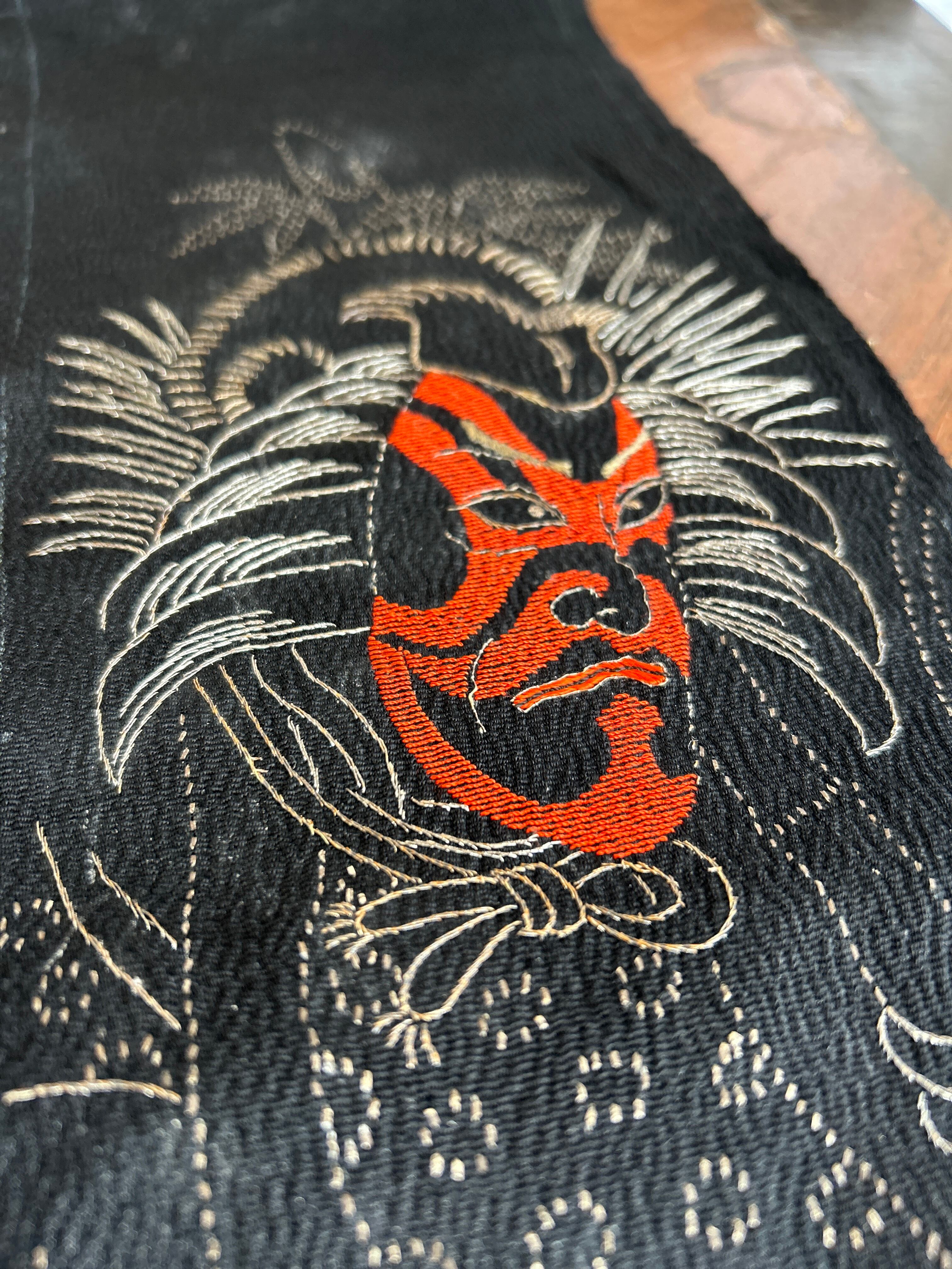 アンティーク刺繍半襟　暫