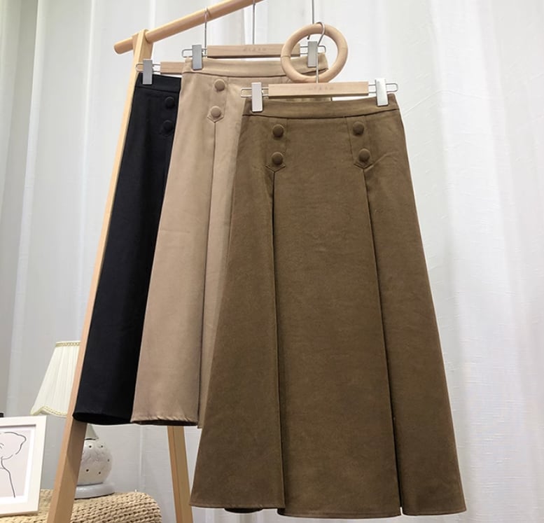 スカート ボトムス 膝下 ミモレ ミモレ丈 Aライン ウエストマーク かわいい 大人可愛い きれいめ シンプル カジュアル 大人 上品 おしゃれ お洒落 かっこいい 大人女子 ラブリー キュート ガーリー 無地 春 秋 誕生日 10代 20代 30代 40代 50代 60代 レディース 女性用 女の子 オフィス ビジネス OL 通勤 学生 通学 デート お出かけ 公園デビュー 女子会 お泊まり 休日 ホテル 着回し 普段使い 脚長 フリーサイズ 黒 ブラック 茶色 ブラウン カーキ