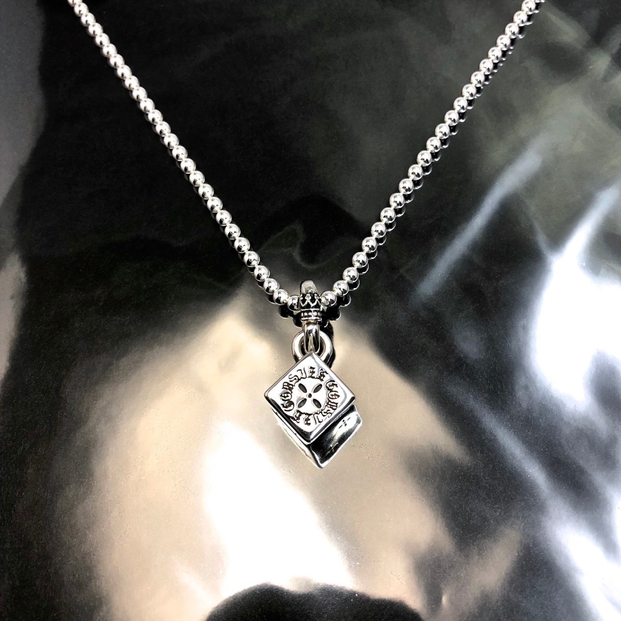 DICE : CROSS BALL CHAIN NECKLACE / クロスダイスボールチェーンネックレス