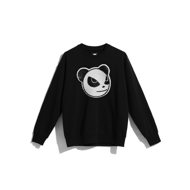 SALE【HIPANDA ハイパンダ】男女兼用 スパンコール クルーネック スウェット トレーナー UNISEX SEQUINS CREW NECK SWEAT SHIRT / WHITE・BLACK