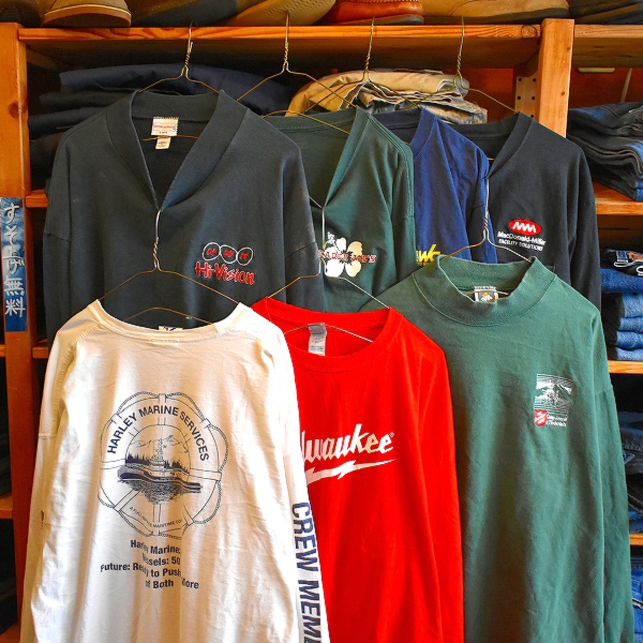 1点物◇トレーダージョーズ企業ロゴ長袖ロンTシャツUSA古着メンズ 