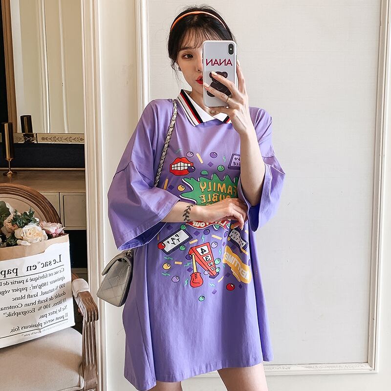 【新作】【送料無料】 マタニティウェア2020夏の新しいファッションポイオカラー漫画プリントTシャツカジュアル年齢を減らす流行のマタニティトップ-アリババ サマー 夏物 expec258130307616