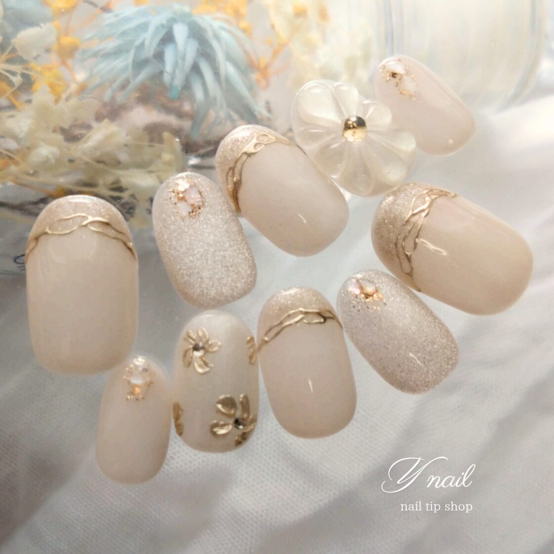 ゆうはオーダーページ ネイルチップ再販サイズオーダー専用 再販＊ベージュホワイト