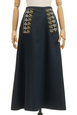 NARROW EMB. SKIRT / NVYYLW