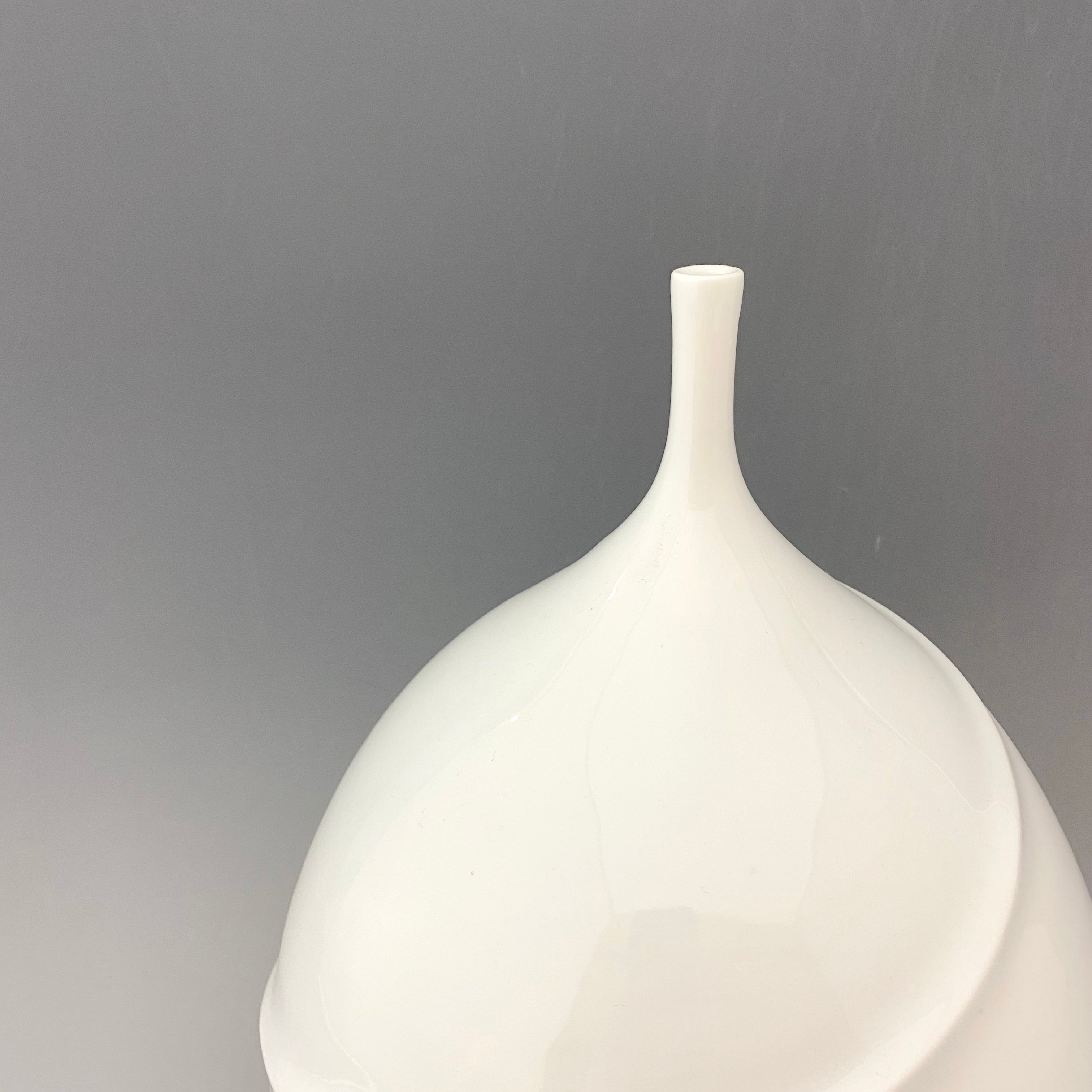 ☆中仙恭純 白磁 壺 共箱 直径19cm☆ | 中仙窯 中尾