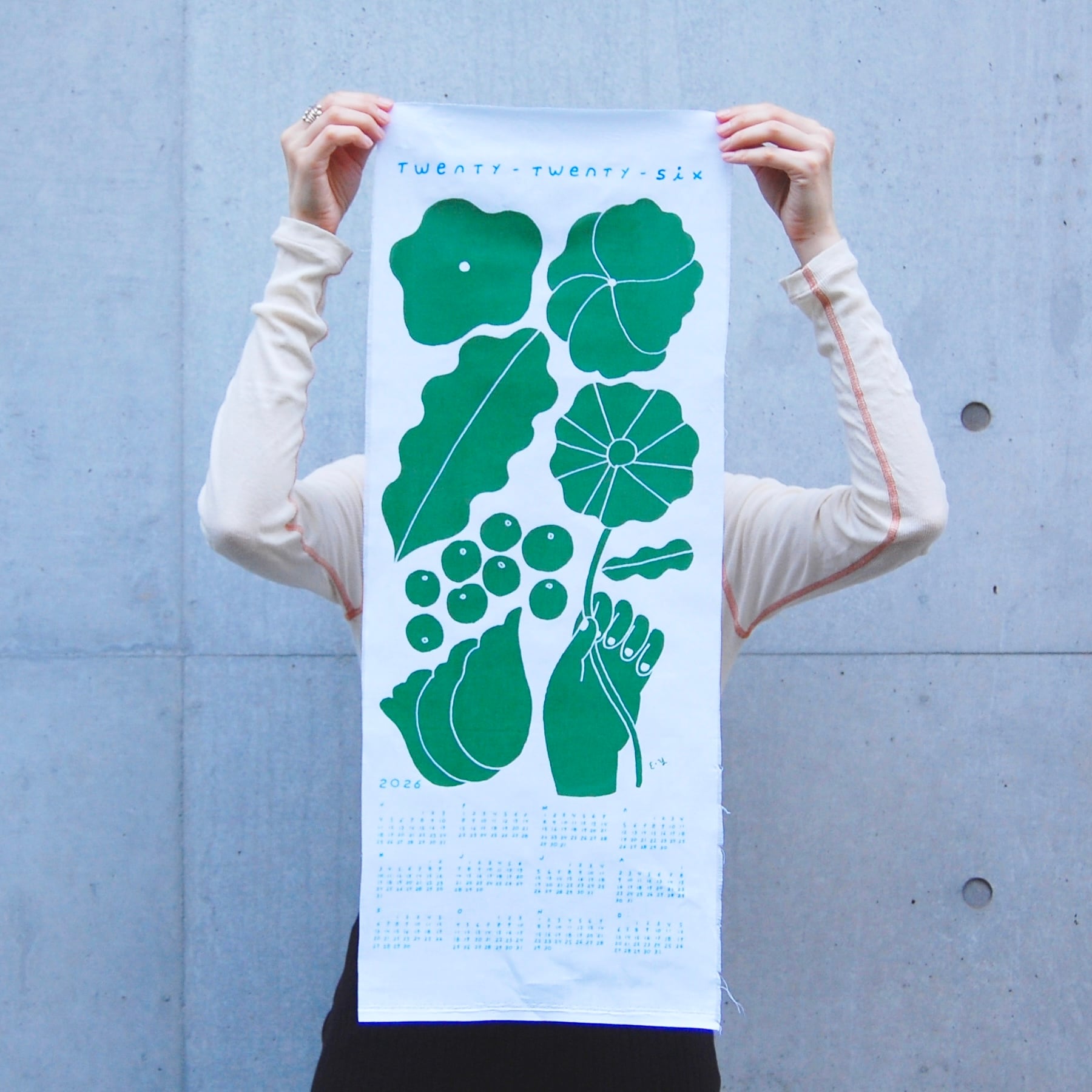 2026 CALENDAR (Navy / Green) | Emi Yokogoshi