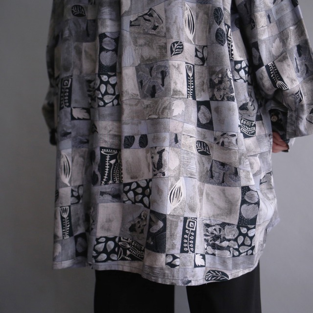 block reef art pattern super big rayon shirt