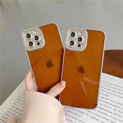 茶色 iPhoneケース 11 12 13Pro 13ProMaxカバー カメラ全面保護 iPhone8Plusケース スマホケース 無地 シンプル カジュアル 大人 大人気♡