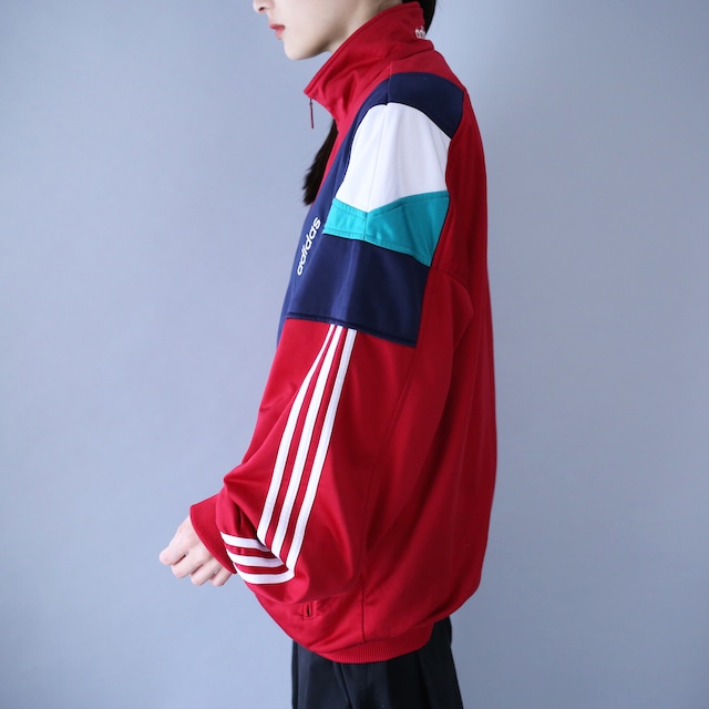 "90's adidas" multi switching loose silhouette track jacket