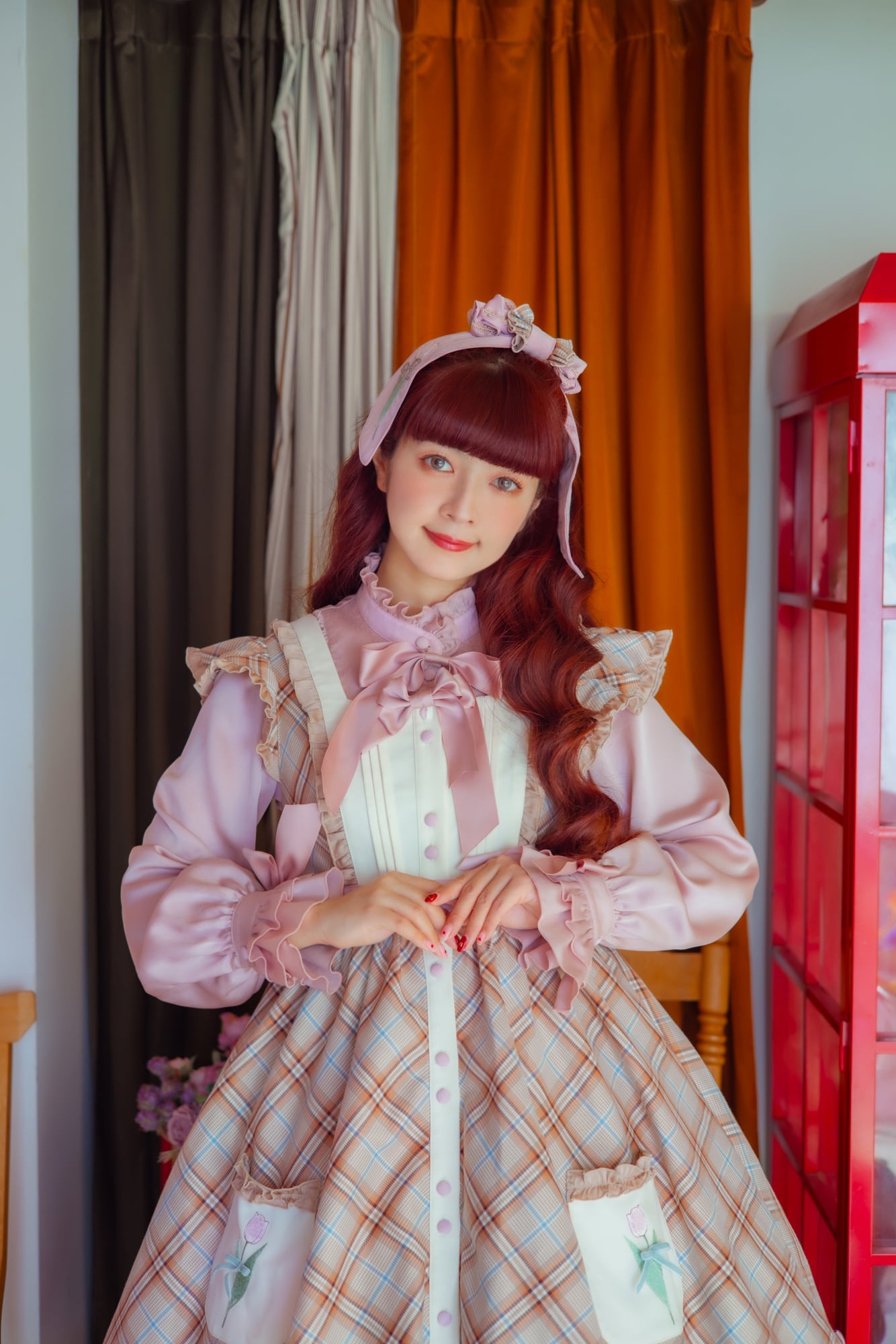 星箱works チューリップさん スタンドカラーブラウス Mサイズ ピンク チューリップさん スタンドカラーブラウス | HoshibakoWorks