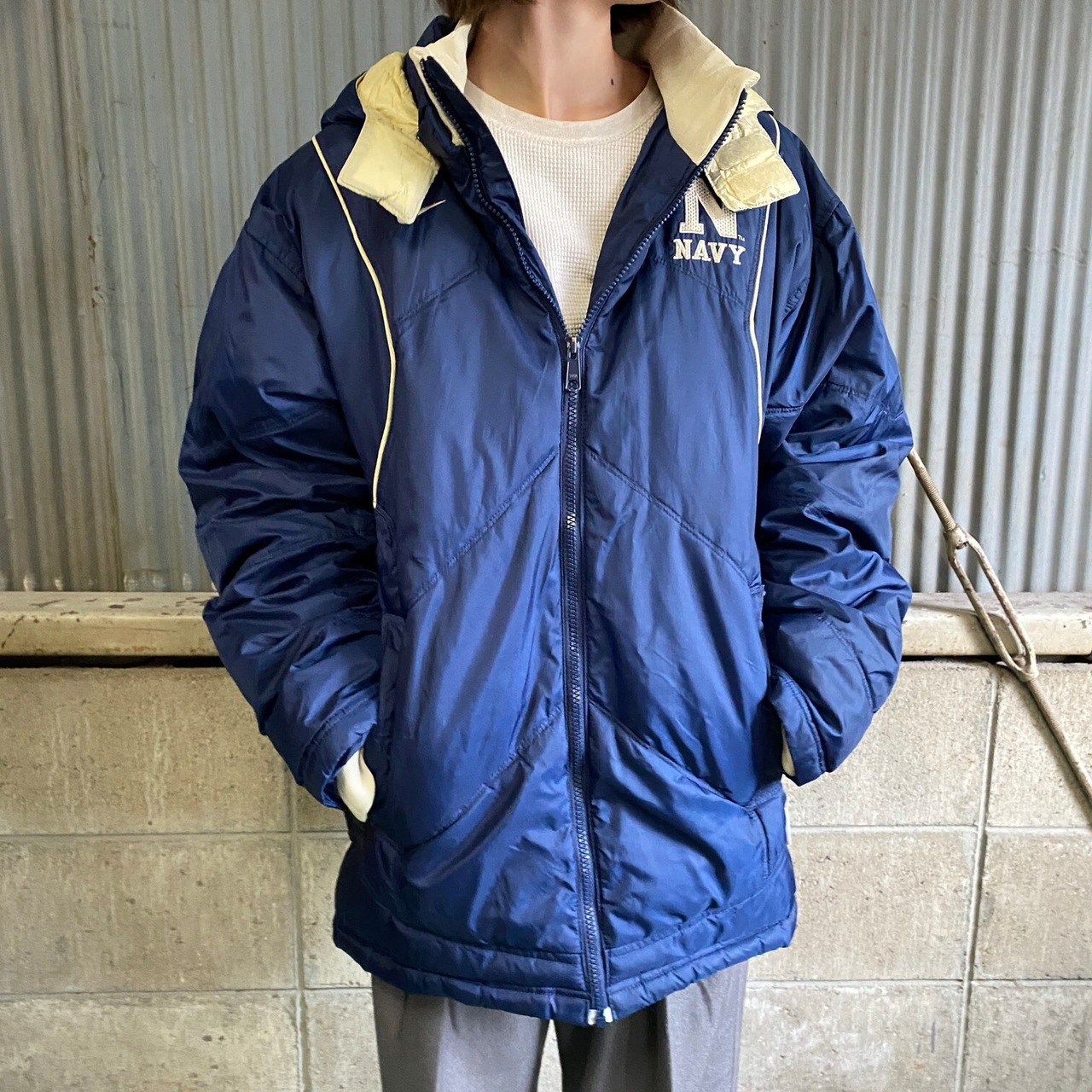 00年代 NIKE TEAM ナイキ 中綿×ダウン ジャケット メンズS 古着 00s 