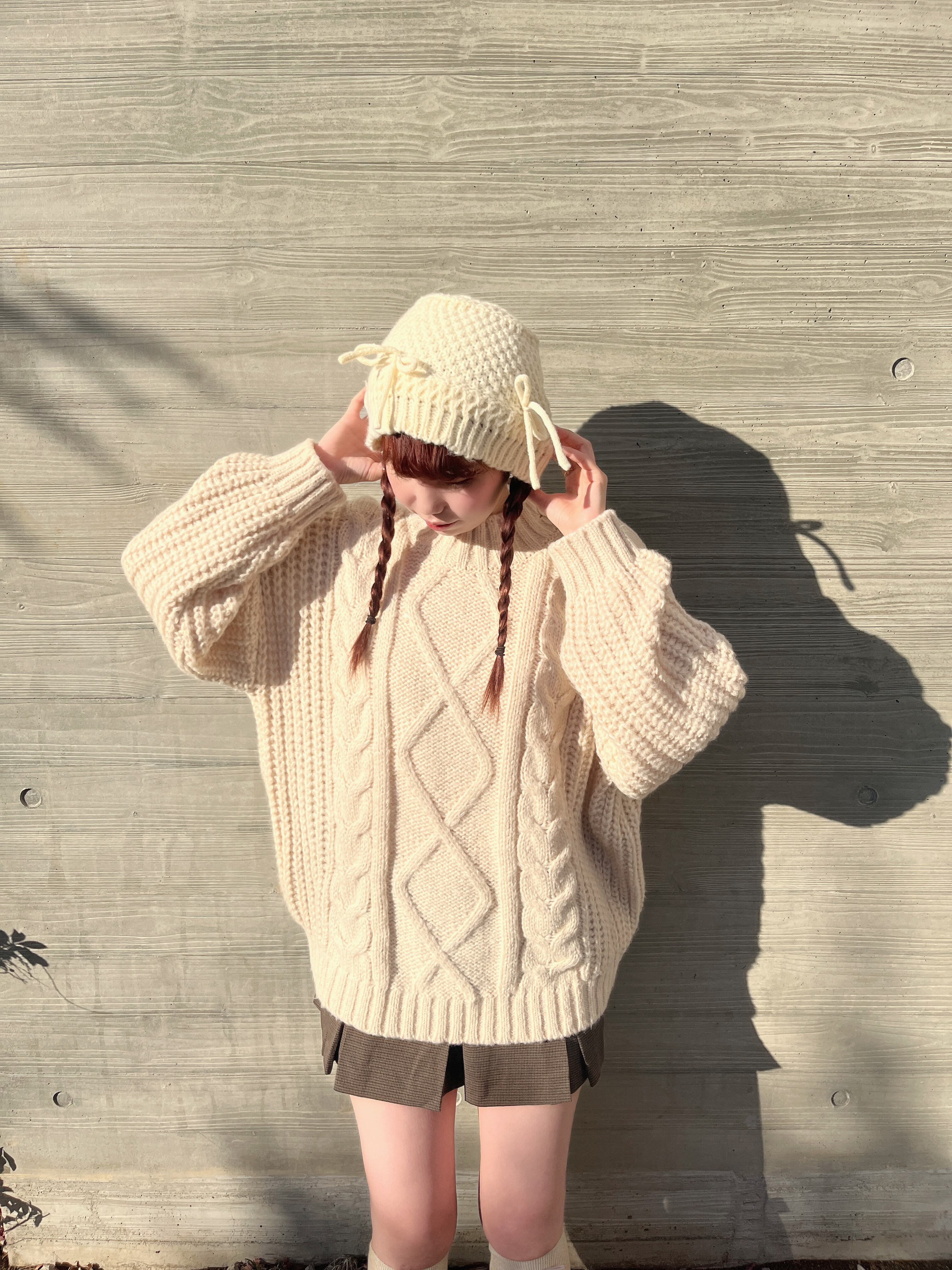 リボンニット帽 | MYRTILLE リボンニット帽 | MYRTILLE