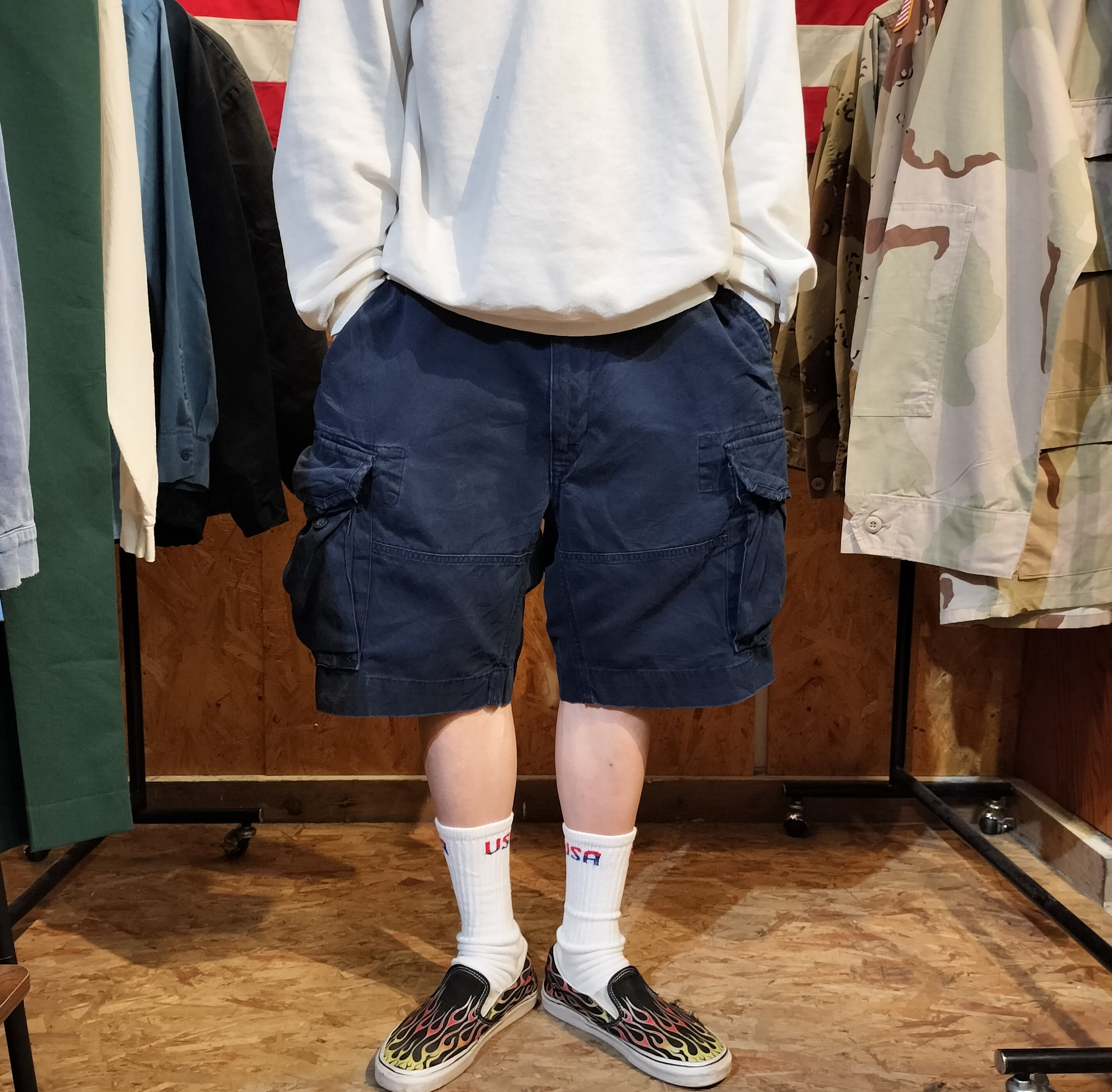Used ショートパンツ◆w40 POLO RALPH LAUREN ダークネイビー カーゴショーツ◆USA古着 ヴィンテージ