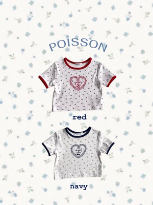 [予約] POISSON - mini cherry T-shirt ( red / navy )
