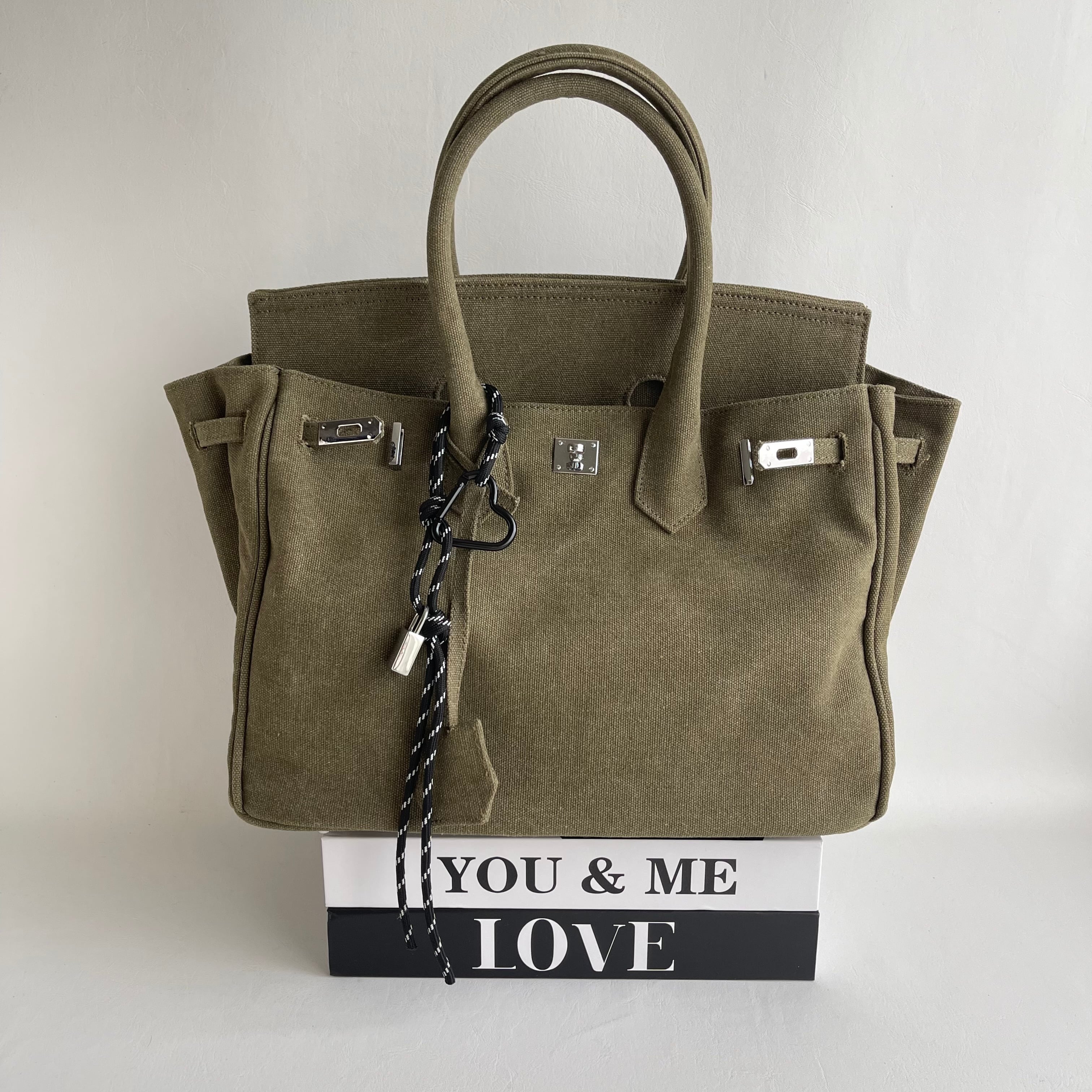 KANAGU army BAG グレー 大きめ 予約販売】KANAGU Army BAG / Heart & cord charm | meong blue