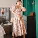 ロングワンピース 花柄ワンピース ロング レディース 花柄 ワンピース 半袖 ロングワンピース Vネック 大花柄 Aライン 半袖 ロング丈 夏 夏用ロングワンピース 体形カバー 涼し気　春夏