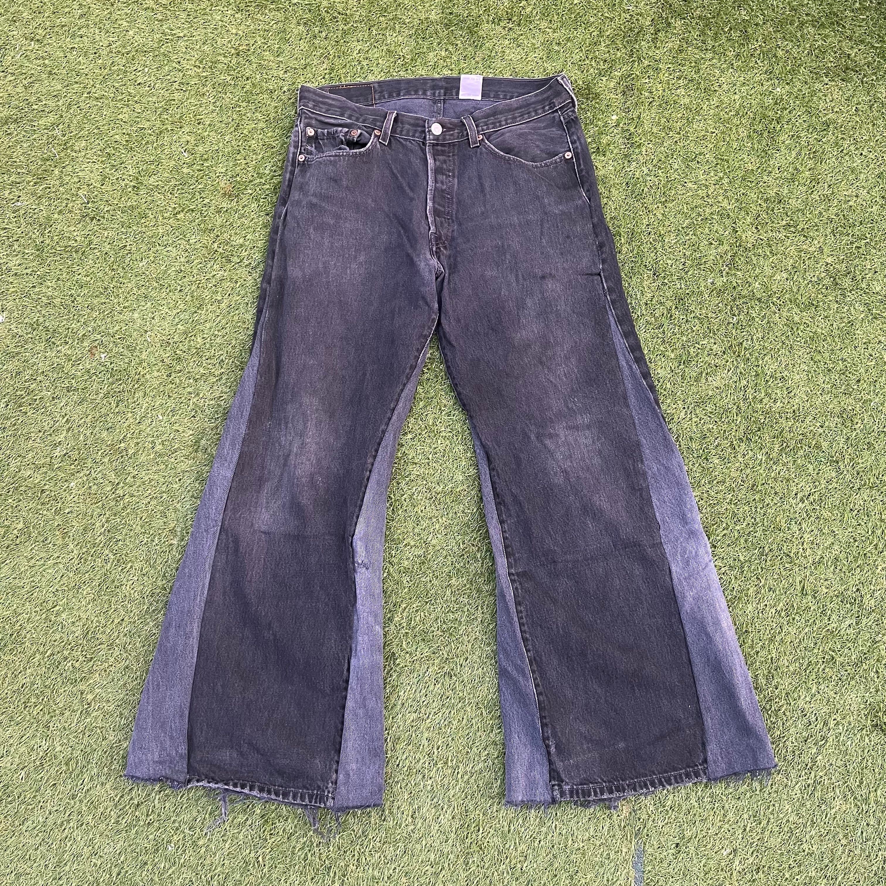 LEVI'S 501 remake flared pants design denim black gray | sotto