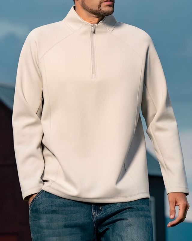 ハーフジップ スタンドカラースウェットシャツ 4色　E0159